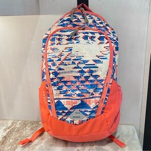 The North Face Vault Backpack Pink & Blue Aztec Geometric 15" Laptop Sleeve